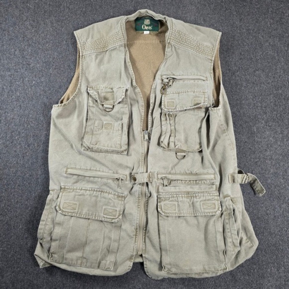 VTG ORVIS Khaki Utility Fishing Vest‎ Mens Large Multiple Pockets Photography
